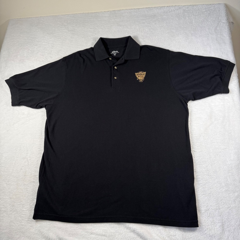 Tri-Mountain Polo Shirt Mens XL Black Beverly Hills Crest Embroidered Old Money